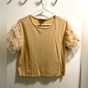 Anthropologie tan tulle casual top